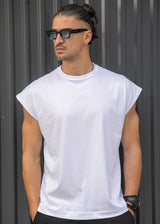Ανδρική αμάνικη μπλούζα Henry clothing - 3-735 -simple sleeveness regular fit t-shirt λευκό