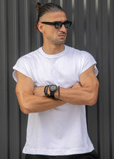 Ανδρική αμάνικη μπλούζα Henry clothing - 3-735 -simple sleeveness regular fit t-shirt λευκό