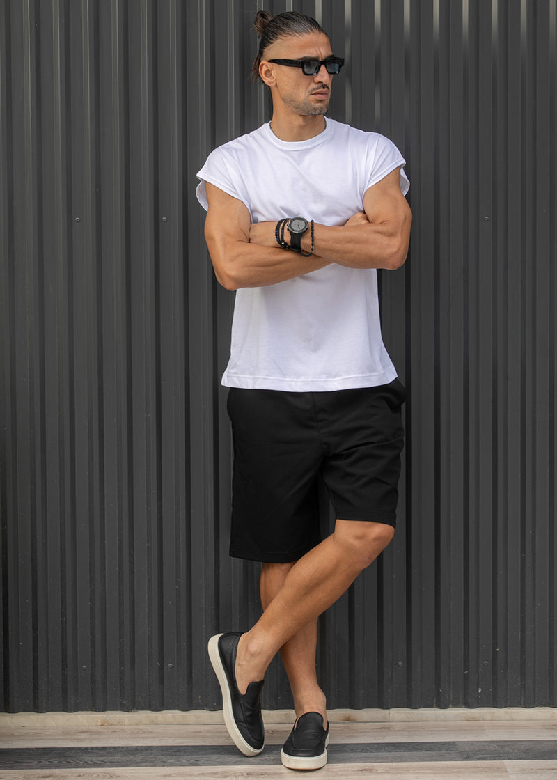 Ανδρική αμάνικη μπλούζα Henry clothing - 3-735 -simple sleeveness regular fit t-shirt λευκό
