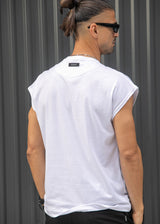 Ανδρική αμάνικη μπλούζα Henry clothing - 3-735 -simple sleeveness regular fit t-shirt λευκό