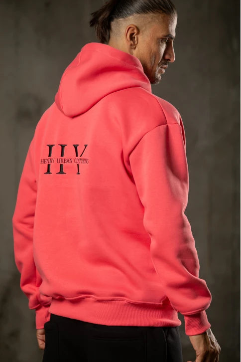 Ανδρικό φούτερ με κουκούλα Henry clothing - 3-661 - back logo hoodie κοραλί