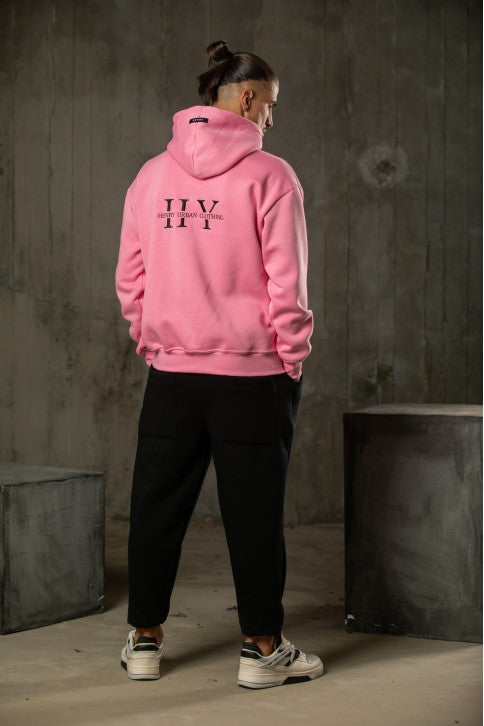 Ανδρικό φούτερ με κουκούλα Henry clothing - 3-661 - back logo hoodie ροζ