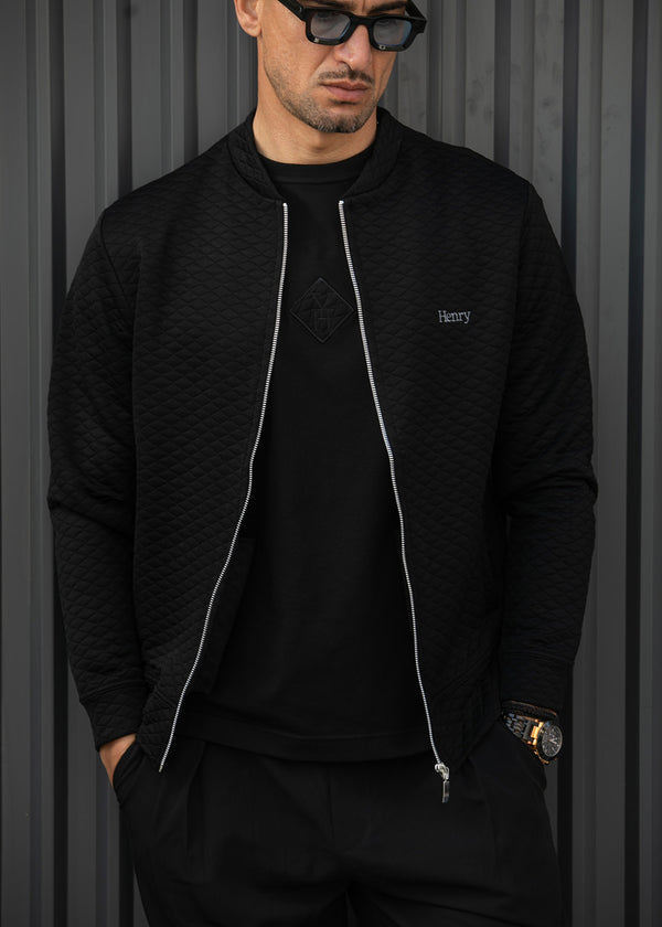 Ανδρική ανοιξιάτικη ζακέτα Henry clothing - 3-724 - bomber ζακέτα μαύρη