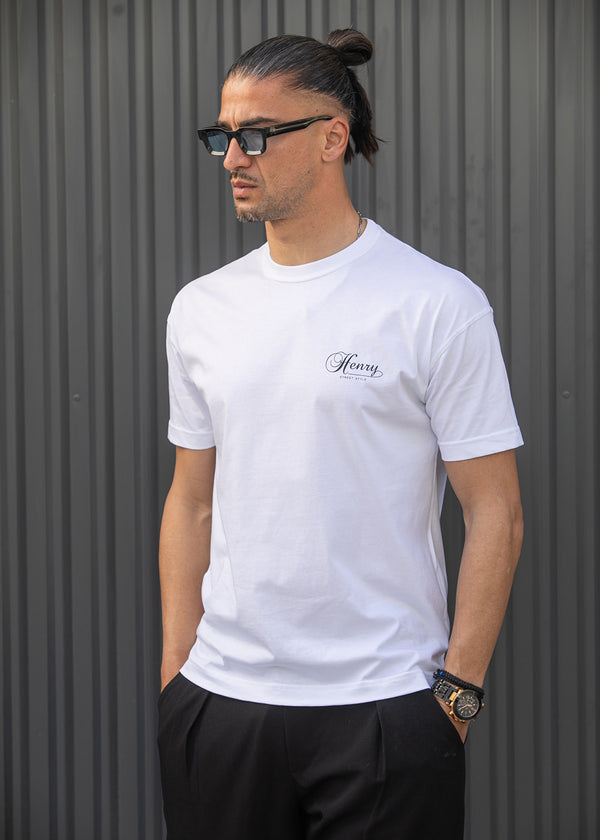 Ανδρική κοντομάνικη μπλούζα Henry clothing - 3-740 - street style t-shirt λευκό