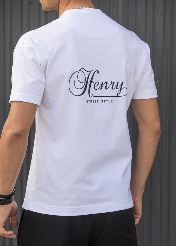 Ανδρική κοντομάνικη μπλούζα Henry clothing - 3-740 - street style t-shirt λευκό