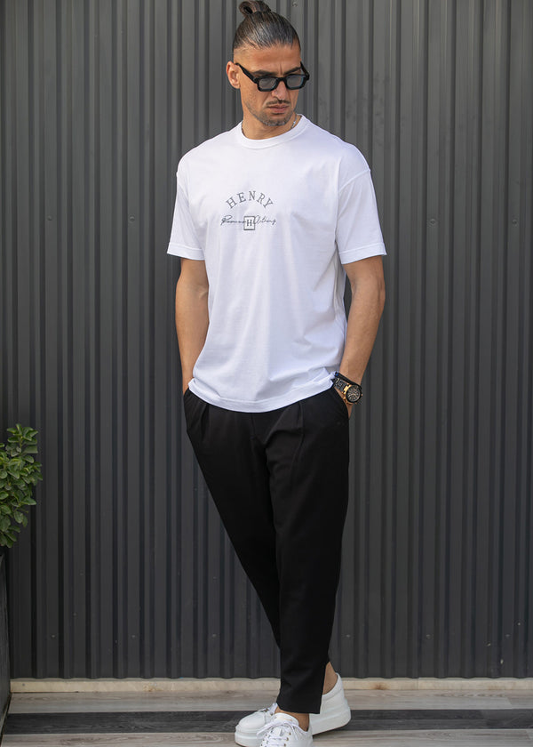 Ανδρική κοντομάνικη μπλούζα Henry Clothing - 3-734 - premium brand regular fit λευκό