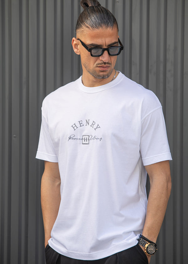 Ανδρική κοντομάνικη μπλούζα Henry Clothing - 3-734 - premium brand regular fit λευκό