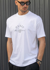 Ανδρική κοντομάνικη μπλούζα Henry Clothing - 3-734 - premium brand regular fit λευκό