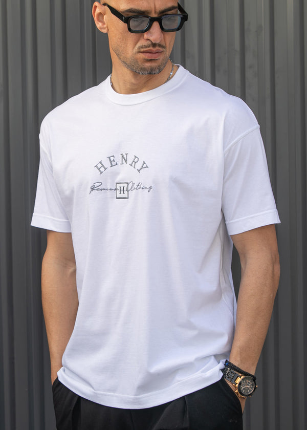 Ανδρική κοντομάνικη μπλούζα Henry Clothing - 3-734 - premium brand regular fit λευκό