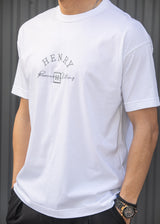 Ανδρική κοντομάνικη μπλούζα Henry Clothing - 3-734 - premium brand regular fit λευκό