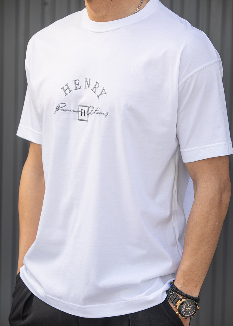 Ανδρική κοντομάνικη μπλούζα Henry Clothing - 3-734 - premium brand regular fit λευκό
