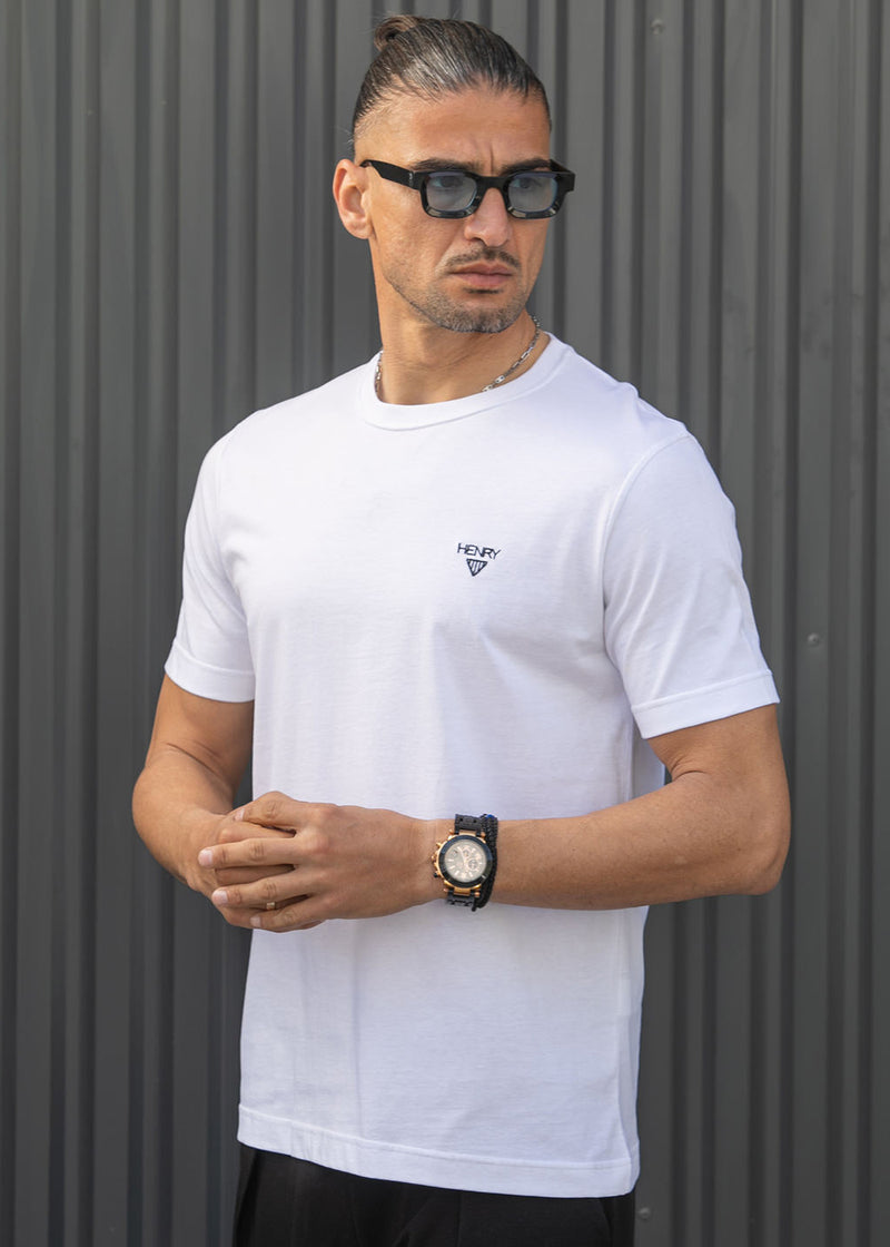 Ανδρική κοντομάνικη μπλούζα Henry clothing - 3-730 - basic logo t- shirt  λευκό