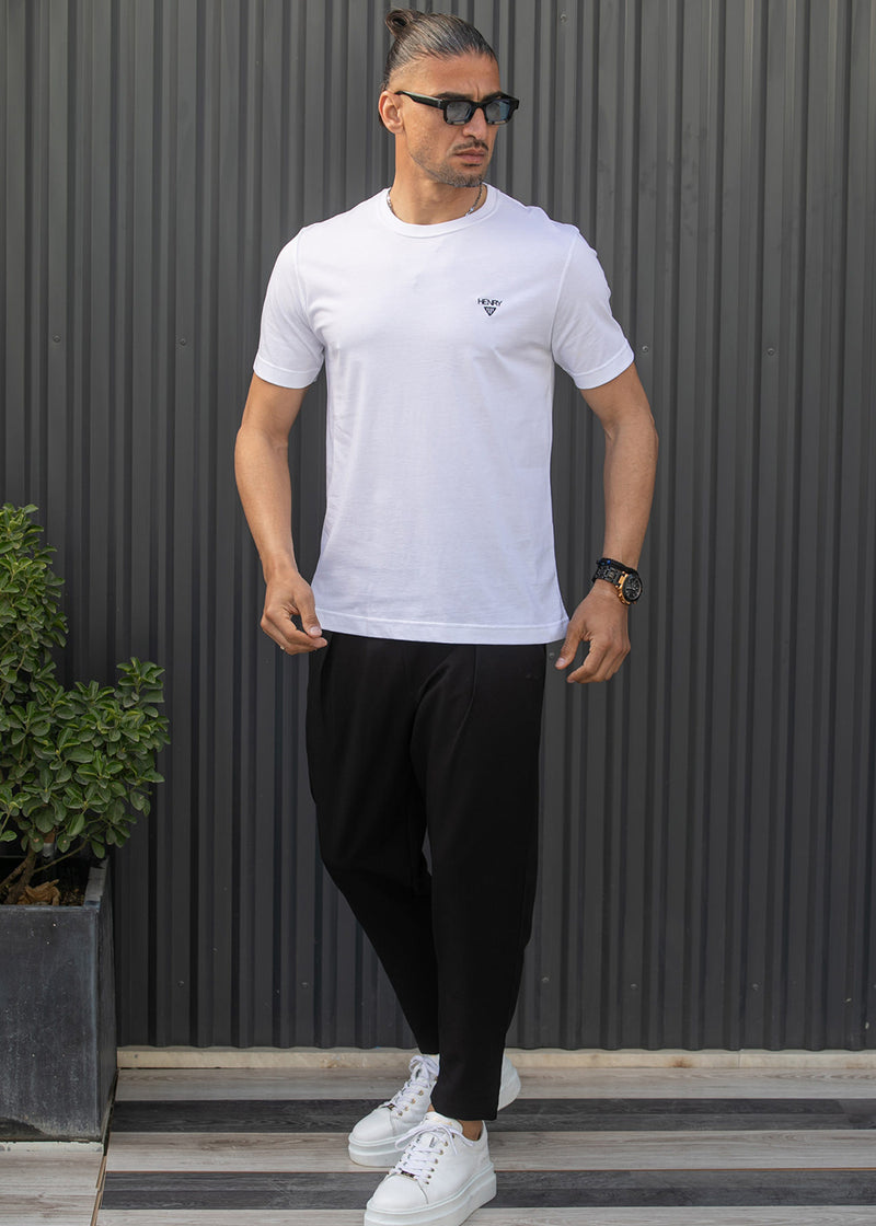 Ανδρική κοντομάνικη μπλούζα Henry clothing - 3-730 - basic logo t- shirt  λευκό