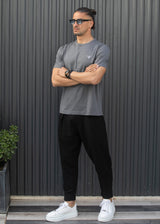 Ανδρική κοντομάνικη μπλούζα Henry clothing - 3-730 - basic logo t- shirt γκρι