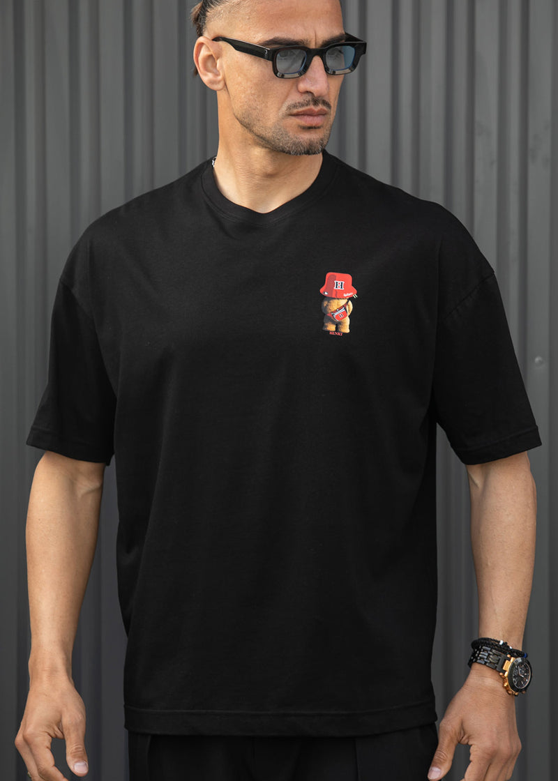 Ανδρική κοντομάνικη μπλούζα Henry clothing - 3-728 - los angeles bear regular fit t-shirt μαύρο