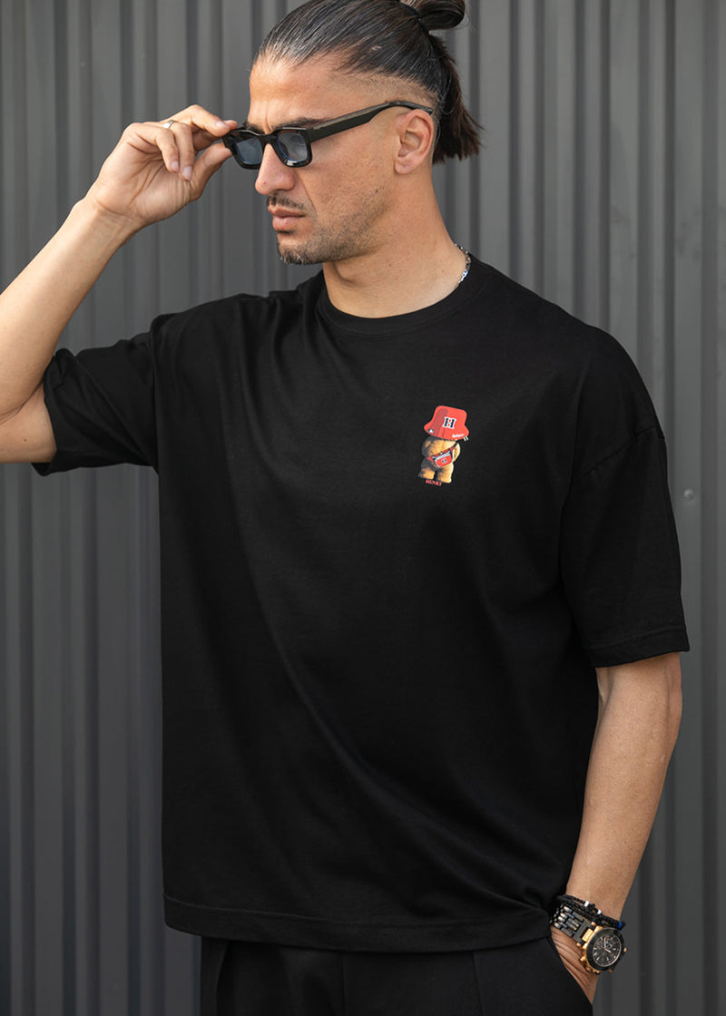 Ανδρική κοντομάνικη μπλούζα Henry clothing - 3-728 - los angeles bear regular fit t-shirt μαύρο
