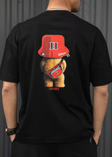 Ανδρική κοντομάνικη μπλούζα Henry clothing - 3-728 - los angeles bear regular fit t-shirt μαύρο