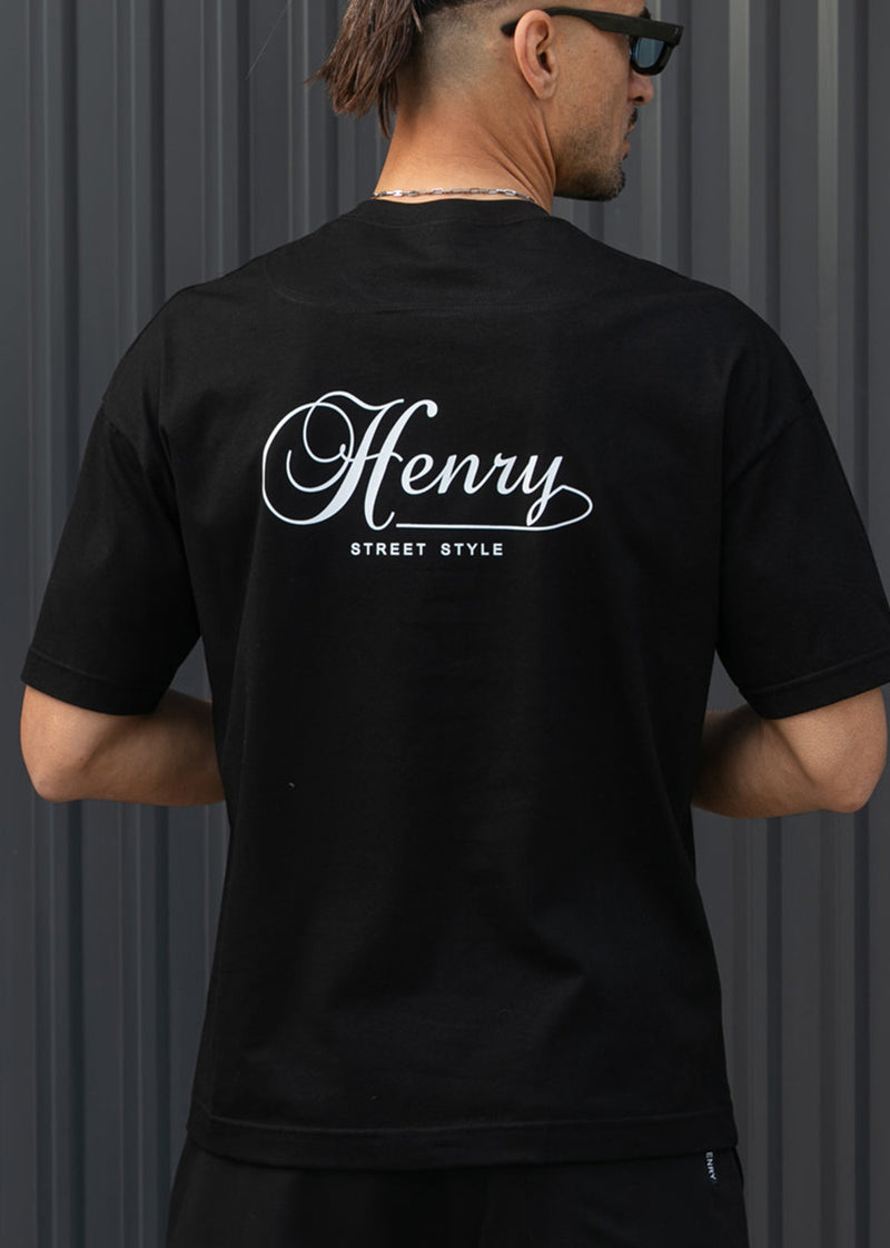 Ανδρική κοντομάνικη μπλούζα Henry clothing - 3-740 - street style t-shirt μαύρο
