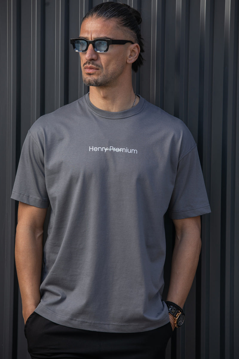Ανδρική κοντομάνικη μπλούζα Henry Clothing - 3-722 - Henry premium regular fit tee γκρι