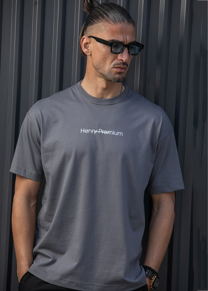 Ανδρική κοντομάνικη μπλούζα Henry Clothing - 3-722 - Henry premium regular fit tee γκρι