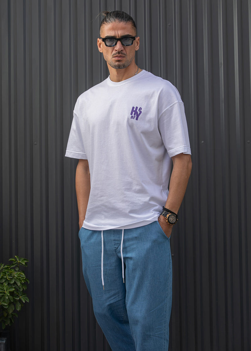 Ανδρικό παντελόνι Henry clothing - 8-110 - simple pants τύπου τζιν με κορδόνι στην μέση μπλε ανοιχτό