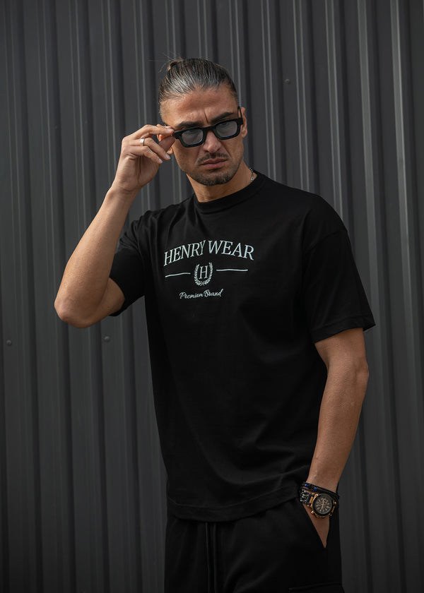 Ανδρική κοντομάνικη μπλούζα Henry clothing - 3-719 - premium brand t-shirt μαύρο