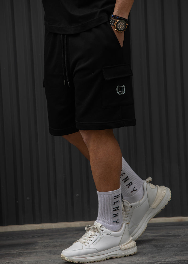 Ανδρική κάργκο βερμούδα φούτερ Henry Clothing - 6-700 - relaxed fit cargo shorts μαύρη