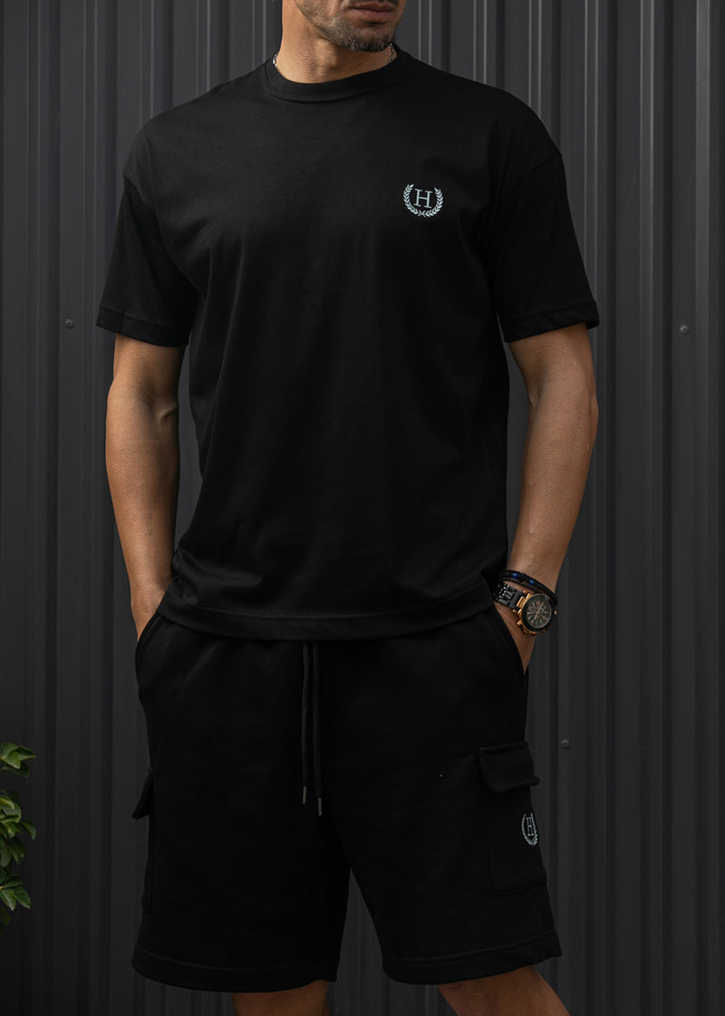 Ανδρική κάργκο βερμούδα φούτερ Henry Clothing - 6-700 - relaxed fit cargo shorts μαύρη