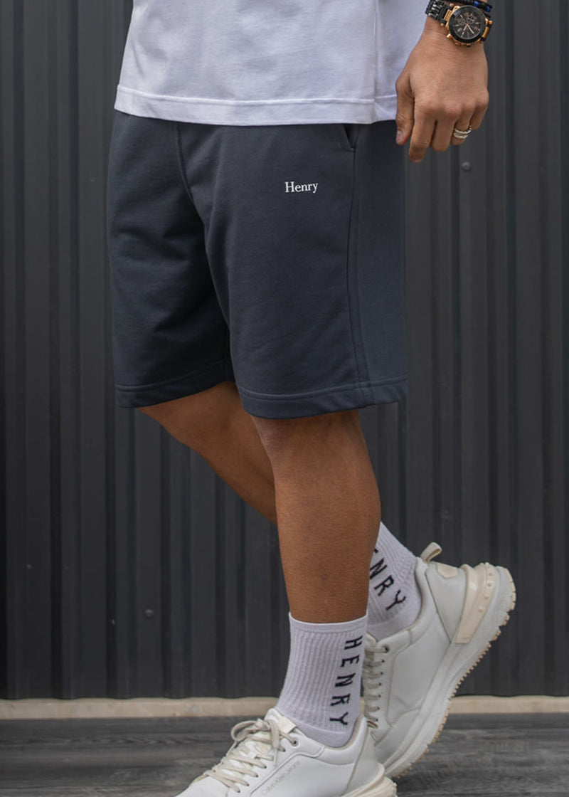 Ανδρική βερμούδα φούτερ Henry Clothing - 6-702 - relaxed fit shorts γκρι σκούρο