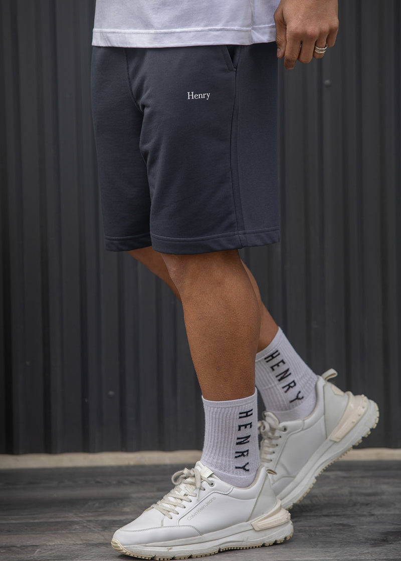 Ανδρική βερμούδα φούτερ Henry Clothing - 6-702 - relaxed fit shorts γκρι σκούρο