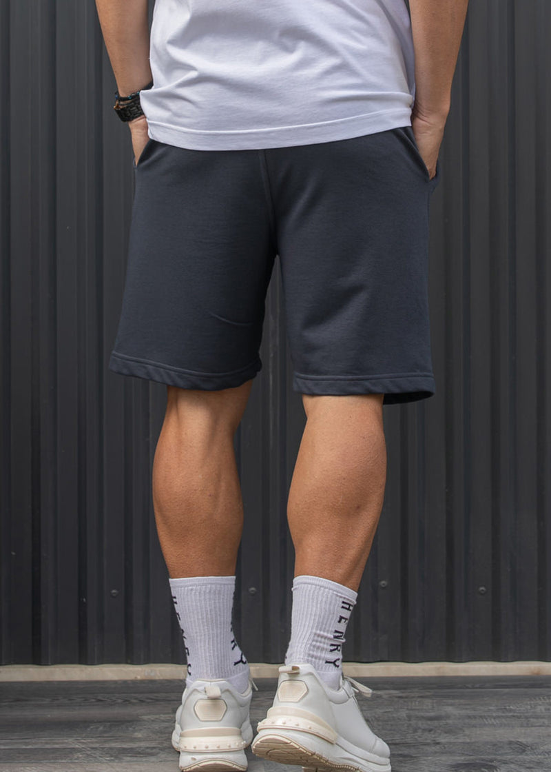 Ανδρική βερμούδα φούτερ Henry Clothing - 6-702 - relaxed fit shorts γκρι σκούρο