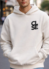 Ανδρικό φούτερ με κουκούλα Close society-C25-205K-white logo hoodie λευκό