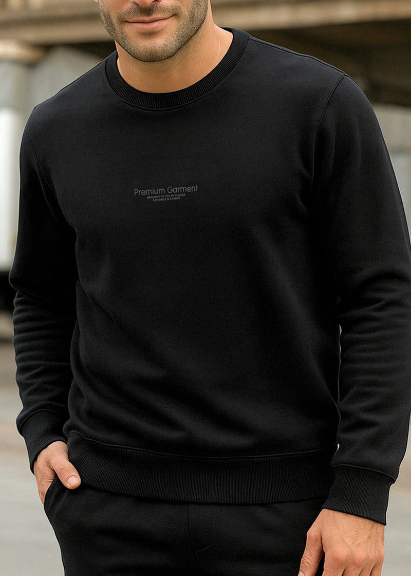 Ανδρικό μακρυμάνικο φούτερ Clever- CF-25250 -Black regular fit