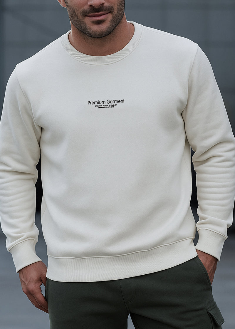 Ανδρικό μακρυμάνικο φούτερ Clever - CF-25250 - Ecru regular fit