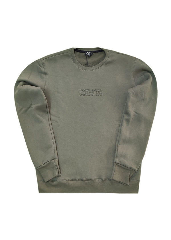 Ανδρικό μακρυμάνικο φούτερ Clever-CF-25300-basic clever logo regular fit χακί