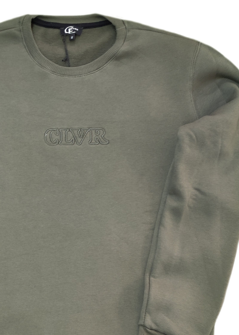 Ανδρικό μακρυμάνικο φούτερ Clever-CF-25300-basic clever logo regular fit χακί