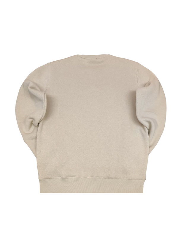 Ανδρικό μακρυμάνικο φούτερ Clever - CF-25300 - basic clever logo regular fit μπεζ