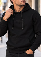 CLEVER CLOTHING - Ανδρικό μακρυμάνικο φούτερ με κουκούλα Emboidary - Μαύρο CF-26610