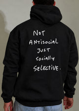 CLOSE SOCIETY - Ανδρικό φούτερ με κουκούλα Not Antisocial  - Μαύρο CLHD27-150