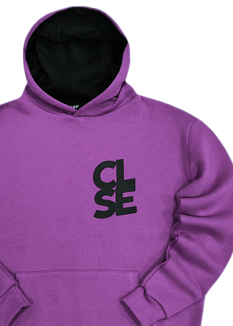 Ανδρικό φούτερ με κουκούλα Close society - C25-205K - black logo hoodie μωβ