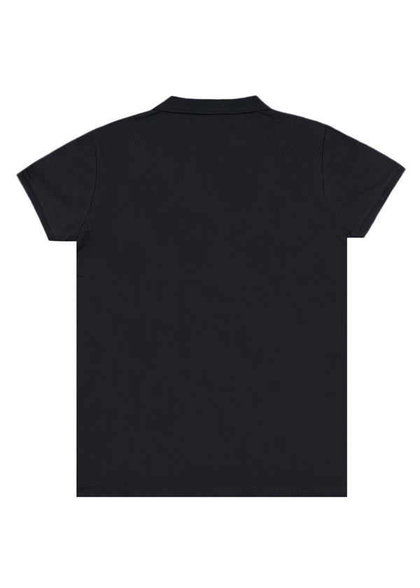 Κοντομάνικη μπλούζα τύπου πόλο GUF - DB-160-1 - basic polo slim fit tee μαύρο