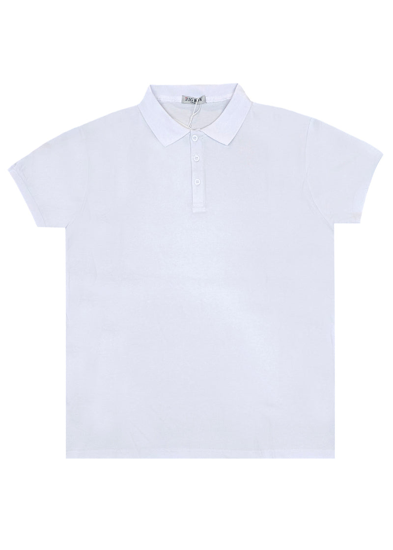 Κοντομάνικη μπλούζα τύπου πόλο GUF - DB-160-4 - basic polo slim fit tee λευκό