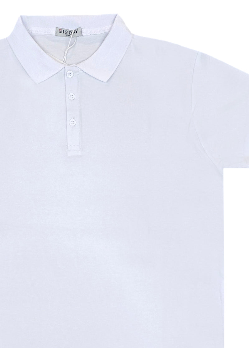 Κοντομάνικη μπλούζα τύπου πόλο GUF - DB-160-4 - basic polo slim fit tee λευκό