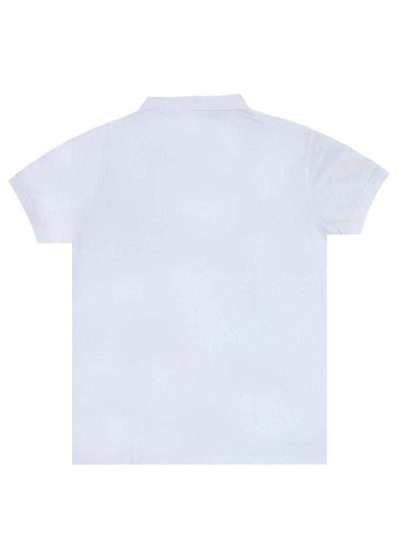 Κοντομάνικη μπλούζα τύπου πόλο GUF - DB-160-4 - basic polo slim fit tee λευκό