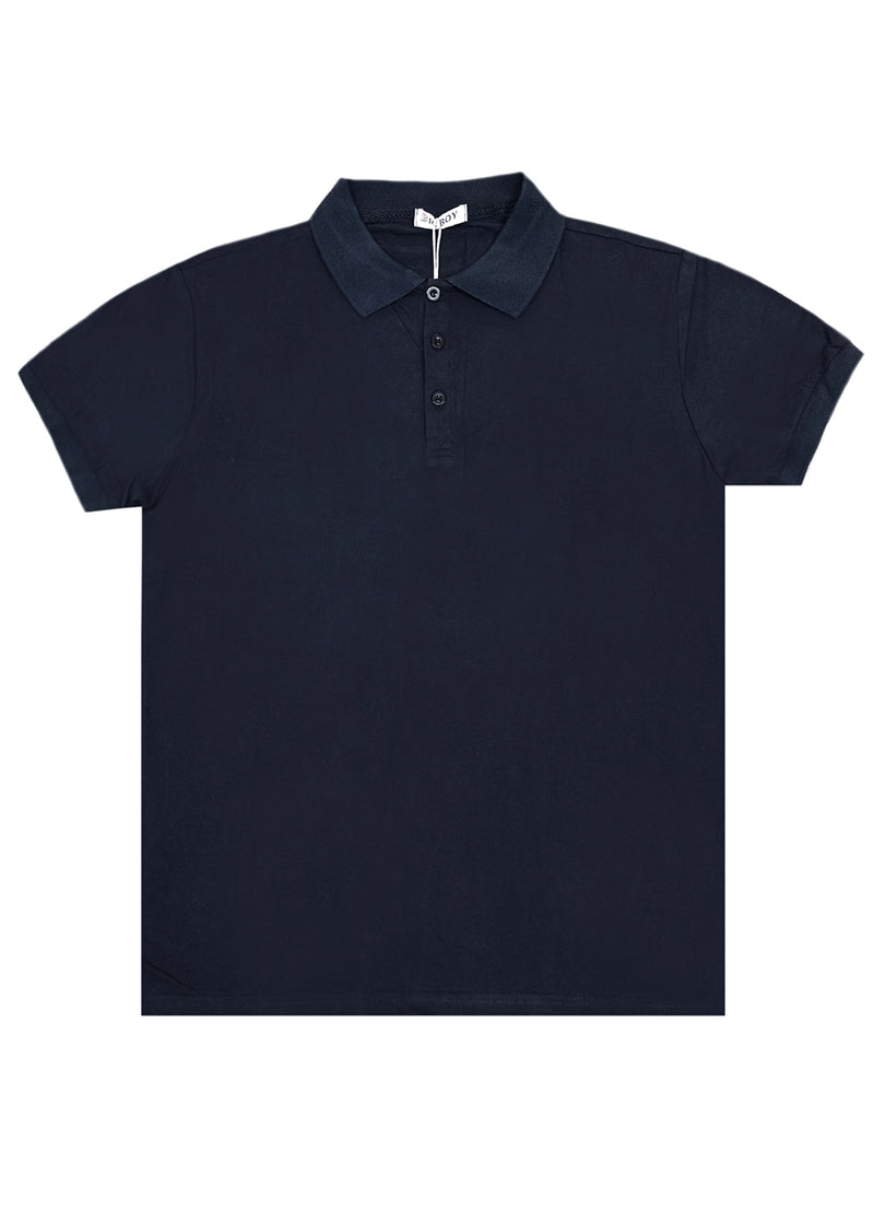 Κοντομάνικη μπλούζα τύπου πόλο GUF - DB-160-5 - basic polo slim fit tee μπλε σκούρο