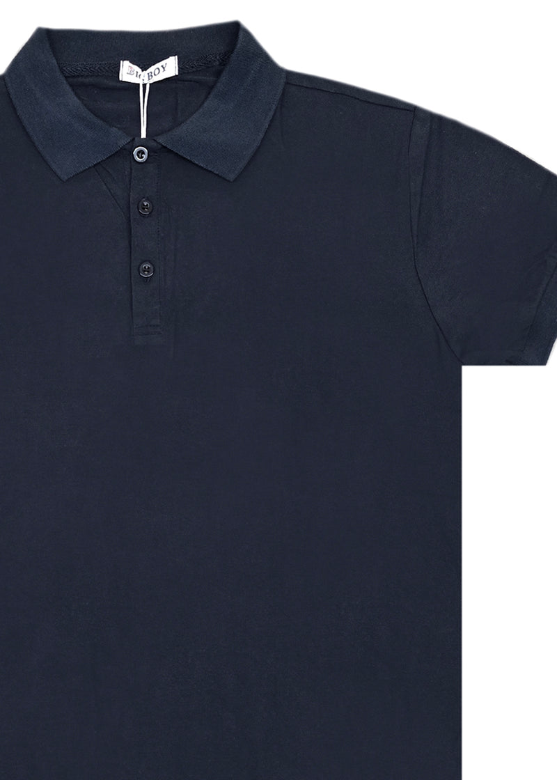 Κοντομάνικη μπλούζα τύπου πόλο GUF - DB-160-5 - basic polo slim fit tee μπλε σκούρο
