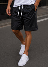 Ανδρική αθλητική βερμούδα GUF - DB-6091 - athletic regular shorts μαύρο