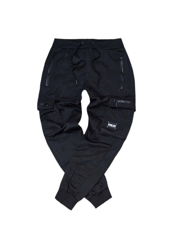 Ανδρική φόρμα κάργκο με χνούδι - GUF - DB-7357 - cargo pants regular fit μαύρο