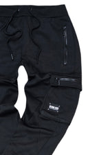 Ανδρική φόρμα κάργκο με χνούδι - GUF - DB-7357 - cargo pants regular fit μαύρο