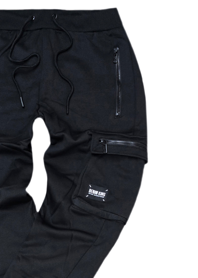 Ανδρική φόρμα κάργκο με χνούδι - GUF - DB-7357 - cargo pants regular fit μαύρο